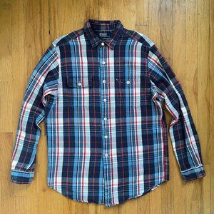 Polo by RL blue, white, and red flannel shirt - Custom Fit thicc boiii